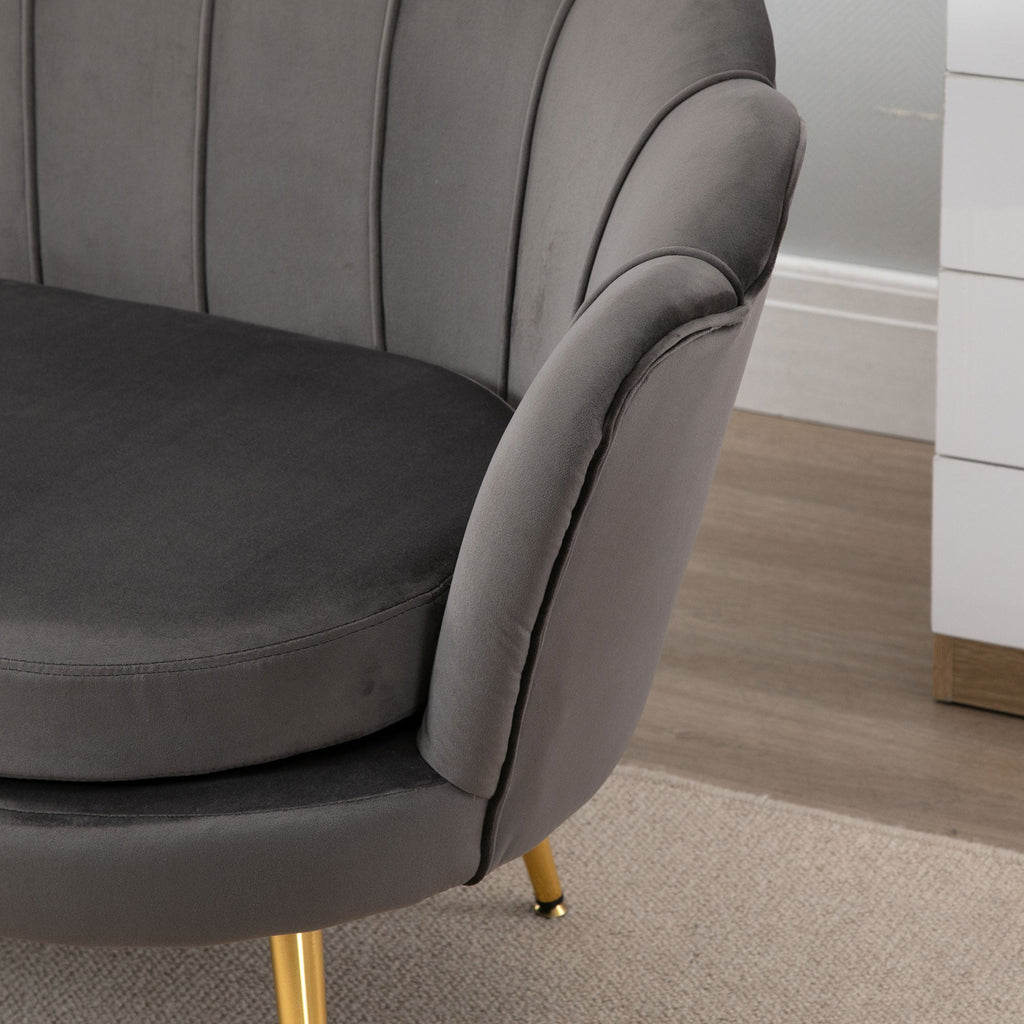 Easycomfort Divanetto 2 Posti in Tessuto Effetto Velluto with Braccioli, Divano Moderno with Seduta Imbottita per Camera da Letto e Soggiorno, 133x63x75cm, Grigio
