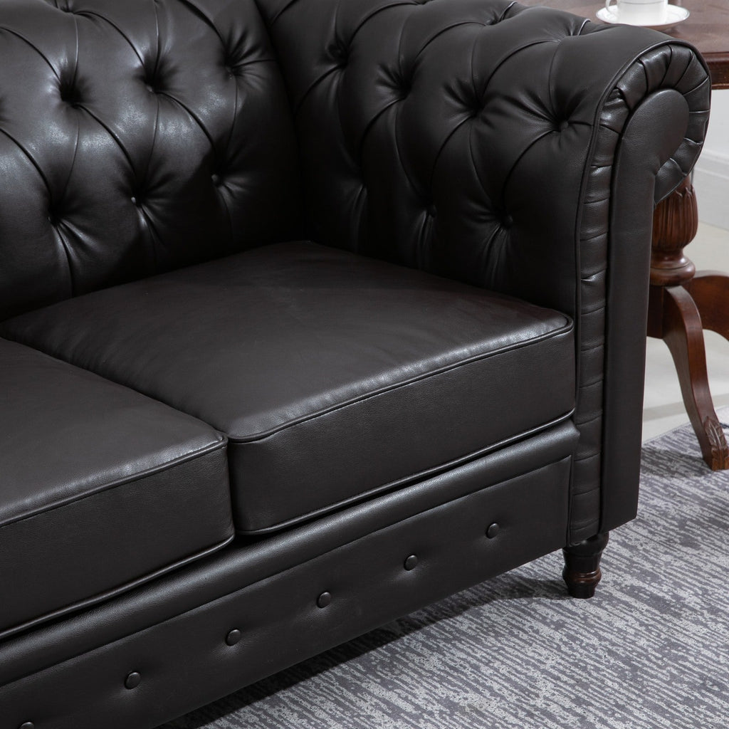 EasyComfort 2-zits Chesterfield-bank PU-leer, 160x84x80 cm