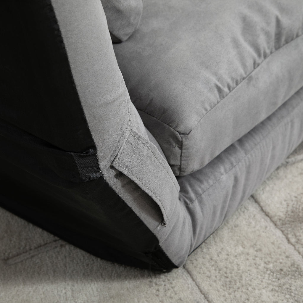 Easycomfort Divano da Terra Pieghevole a Lettino, Schienale Reclinabile su 7 Livelli e Cuscini, Divano Moderno per TV, Giochi, Lettura, Yoga, Ufficio, 130x73x60 cm, Grigio Chiaro