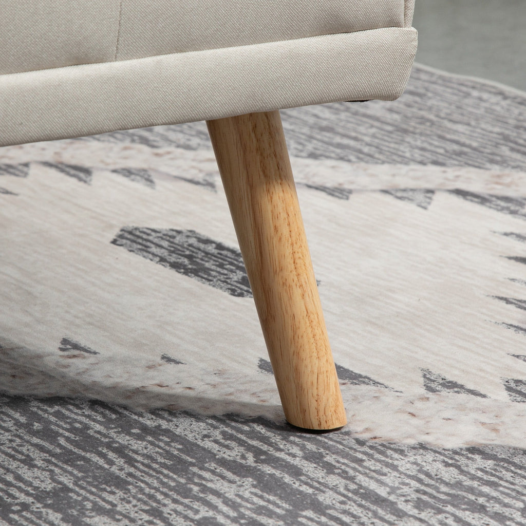 Easycomfort Divano Letto 3 Posti Reclinabile with Rivestimento Effetto Lino e Tavolino a Ribalta, Beige