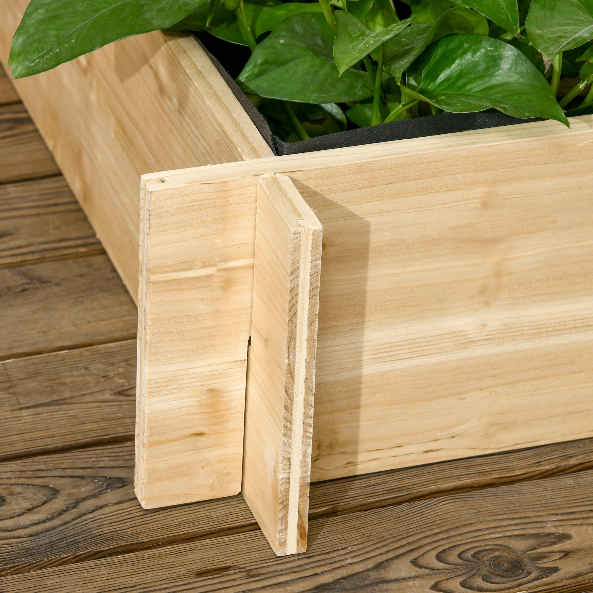 Easycomfort Fioriera da Esterno a 3 Livelli with Grigliato in Legno di Abete e Tessuto non Tessuto, 95x95x110 cm