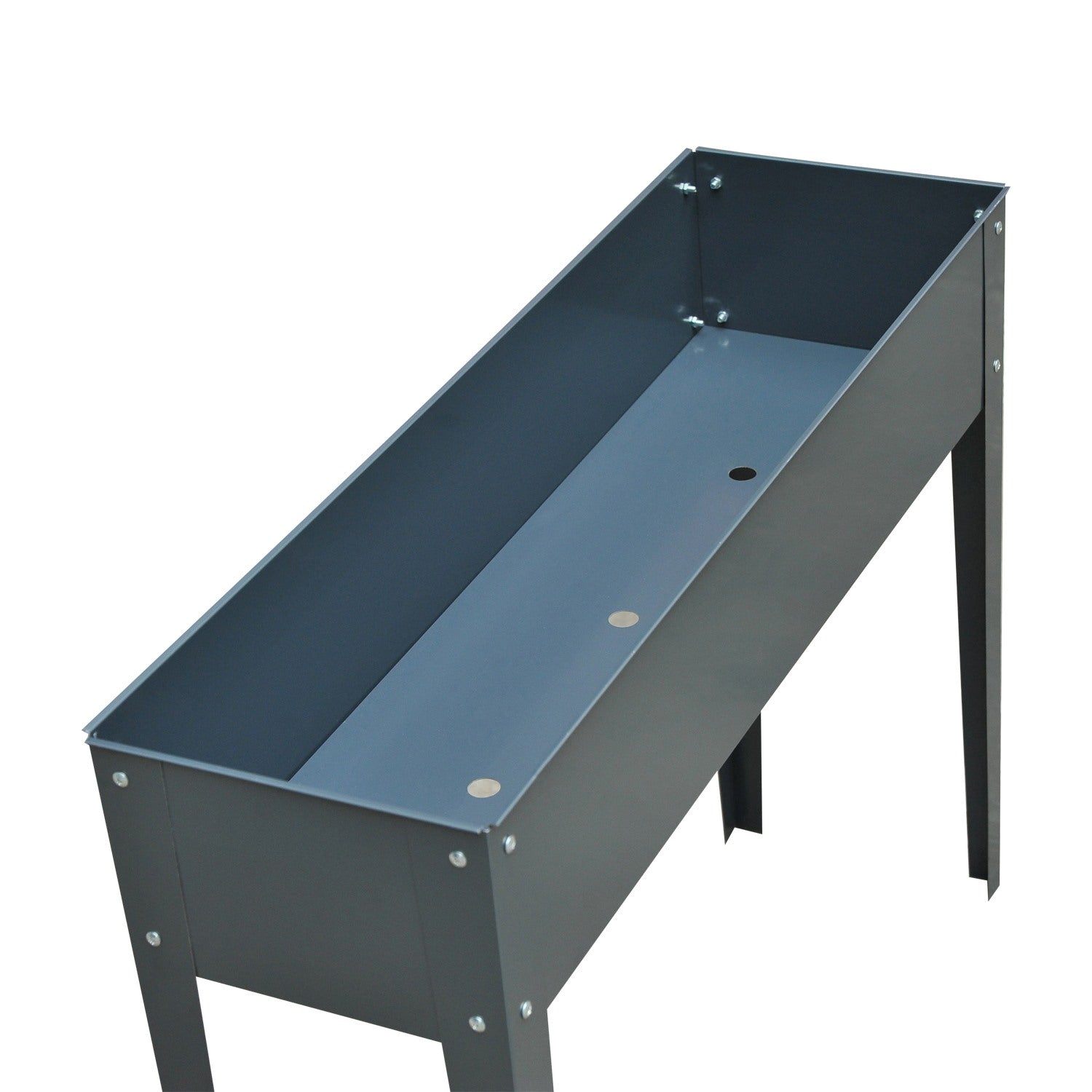 Easycomfort Fioriera da Esterno Rialzata in Metallo with 3 Fori di Drenaggio, 100x30x80 cm, Grigio