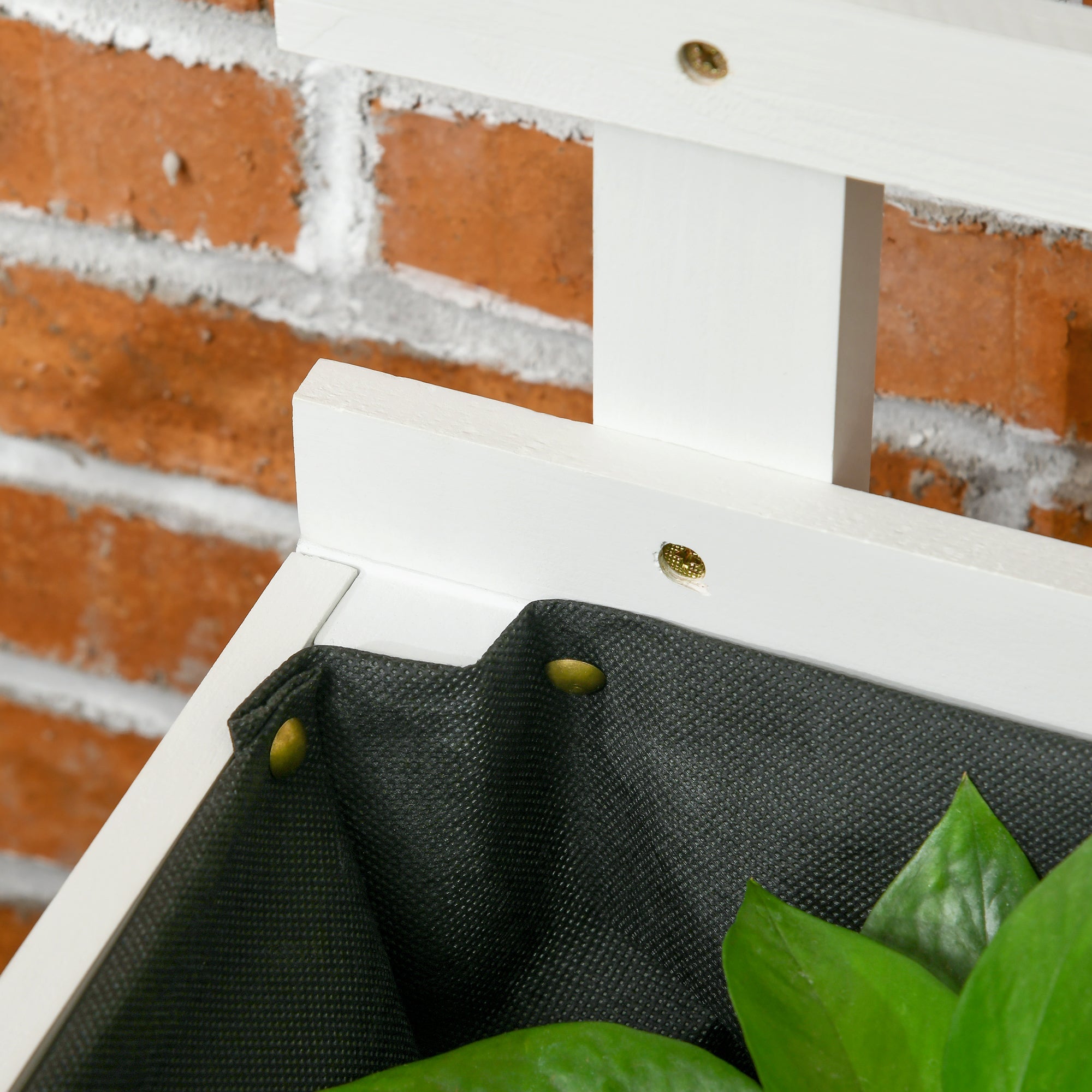 Easycomfort Fioriera Verticale with 4 Ruote e Traliccio per Piante Rampicanti in Legno, 76x30x155cm, white