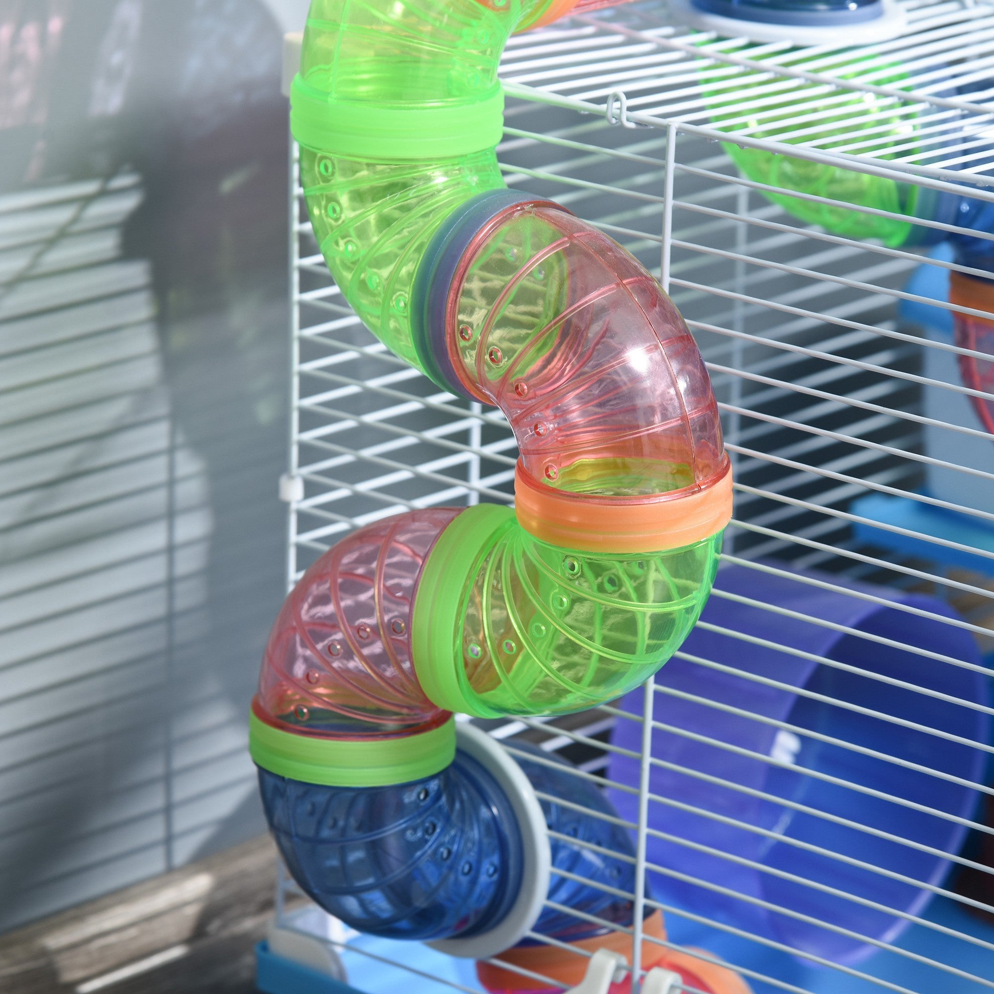 EASYCOMFORT 2-Tier Hamster Cage with Water Tank, Tray, Tube and Hamster Wheel, 46x30x37cm