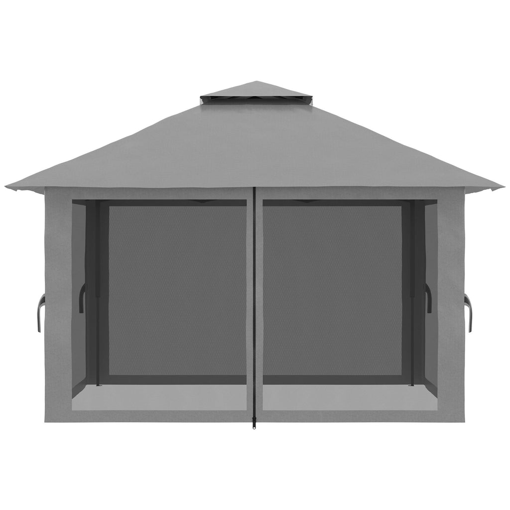 Easycomfort Gazebo Pieghevole 4x4 with Borsa da Trasporto, Picchetti, Funi e Sacchi di Sabbia Inclusi, 392x392x283 cm, Grigio