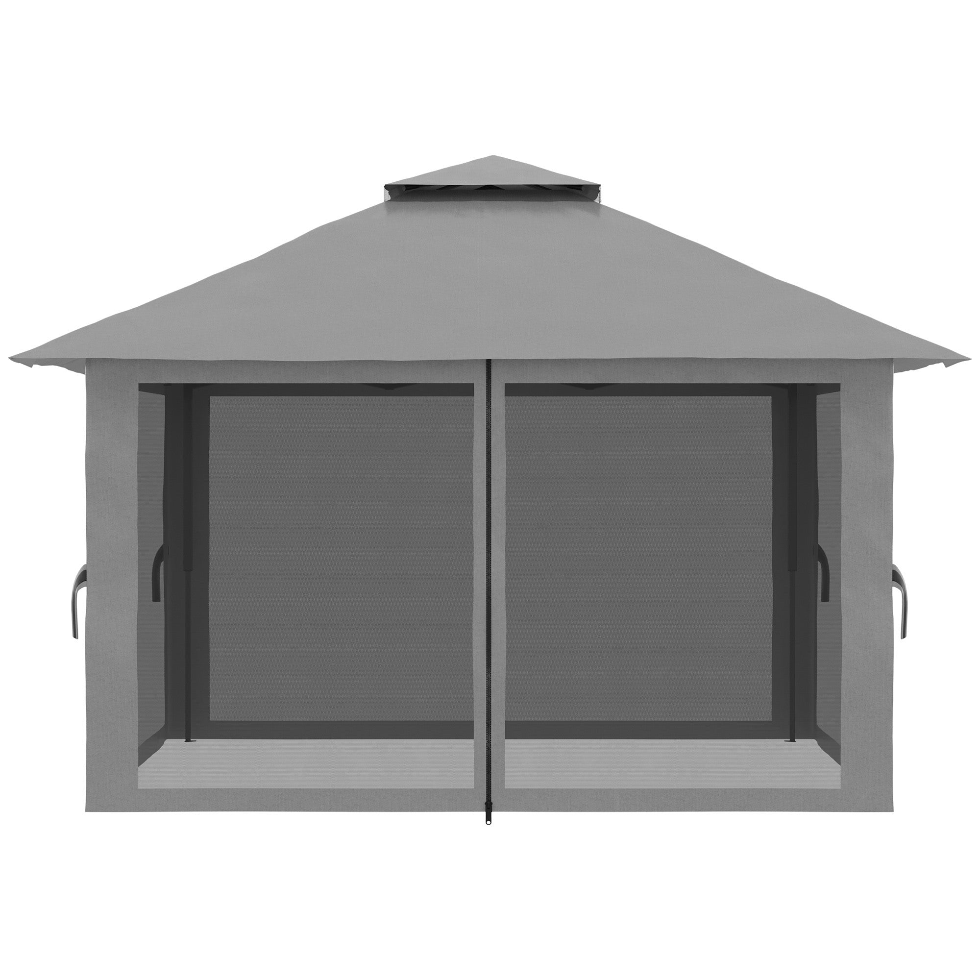Easycomfort Gazebo Pieghevole 4x4 with Borsa da Trasporto, Picchetti, Funi e Sacchi di Sabbia Inclusi, 392x392x283 cm, Grigio