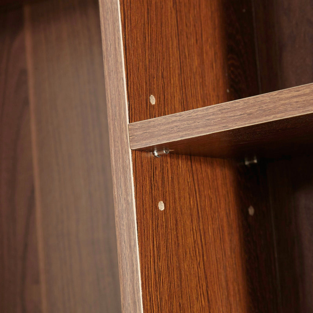 Easycomfort Mobile Libreria wall-mounted porta CD with 36 Ripiani ad Altezza Regolabile, Libreria in Legno Composito, 195x102x23.5 cm, Marrone