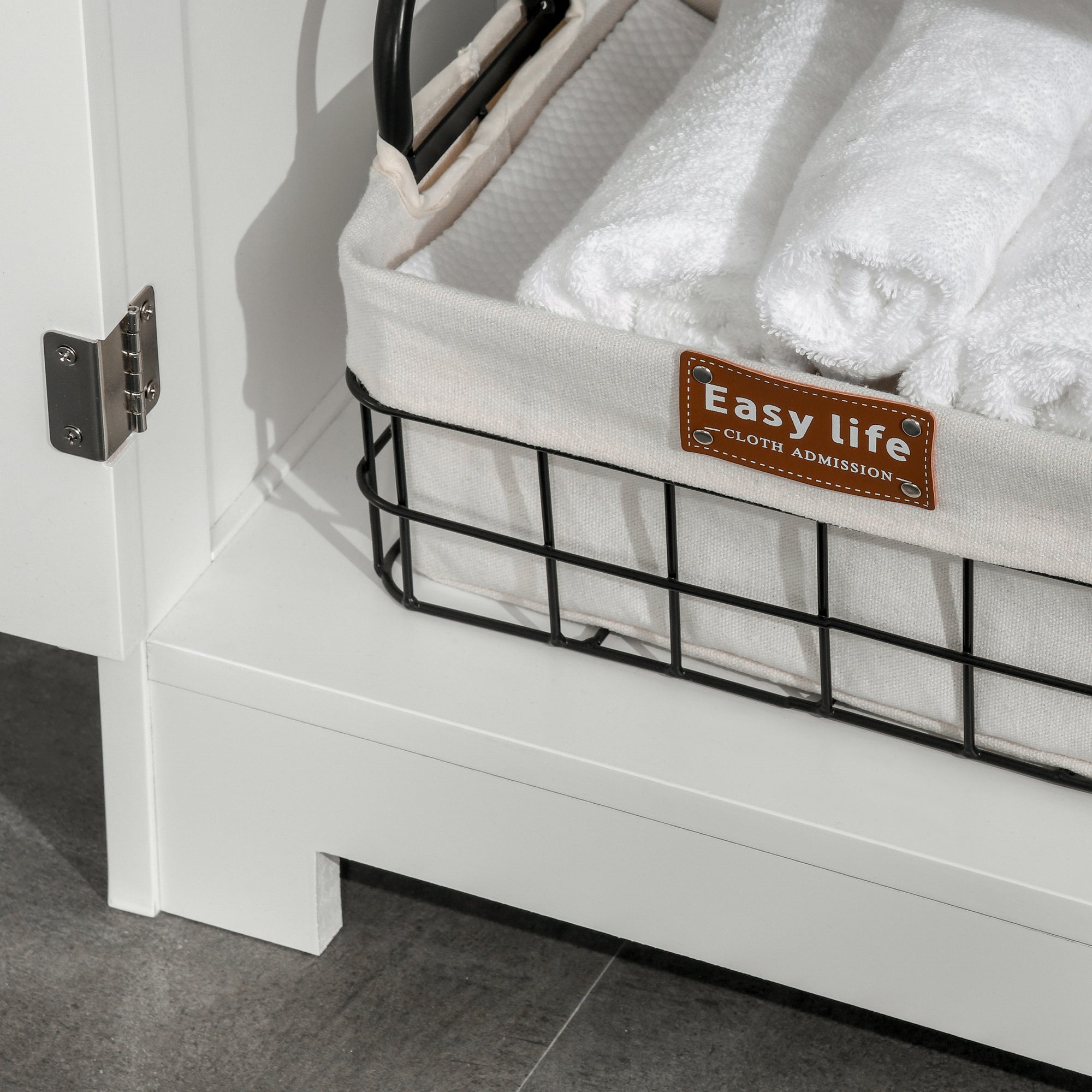 Easycomfort Mobile Bagno Multiuso Salvaspazio, Armadietto da Bagno with Armadietto 2 Ante, Mensola e 2 Cassetti Regolabili, 60x30x108.8cm, white