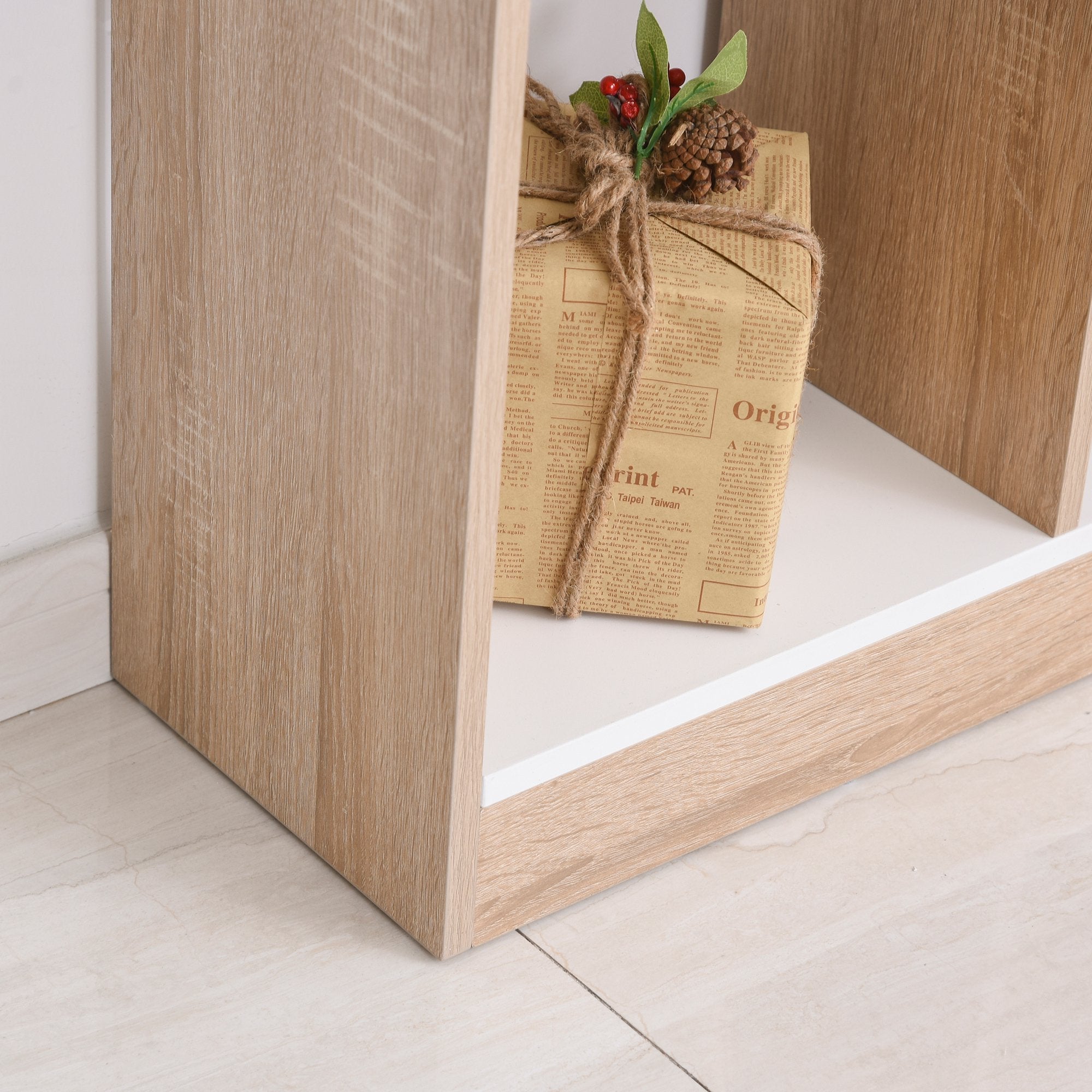 Easycomfort Mobile Libreria a 8 Ripiani per Soggiorno e Camera da Letto, in Legno, 100x27x124 cm, Rovere e white