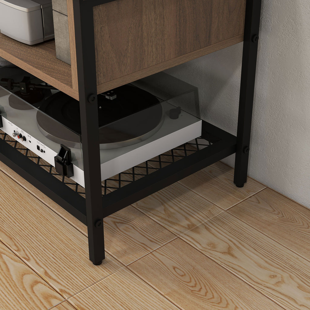 Easycomfort Mobile Porta TV fino 48" Stile Industriale in Legno e Acciaio, 110x40x48cm, Marrone e black