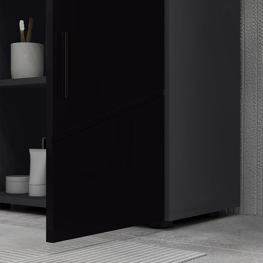 Easycomfort Mobile Sottolavabo Bagno in Legno with Armadietto 2 Ante, 60x30x60cm, black