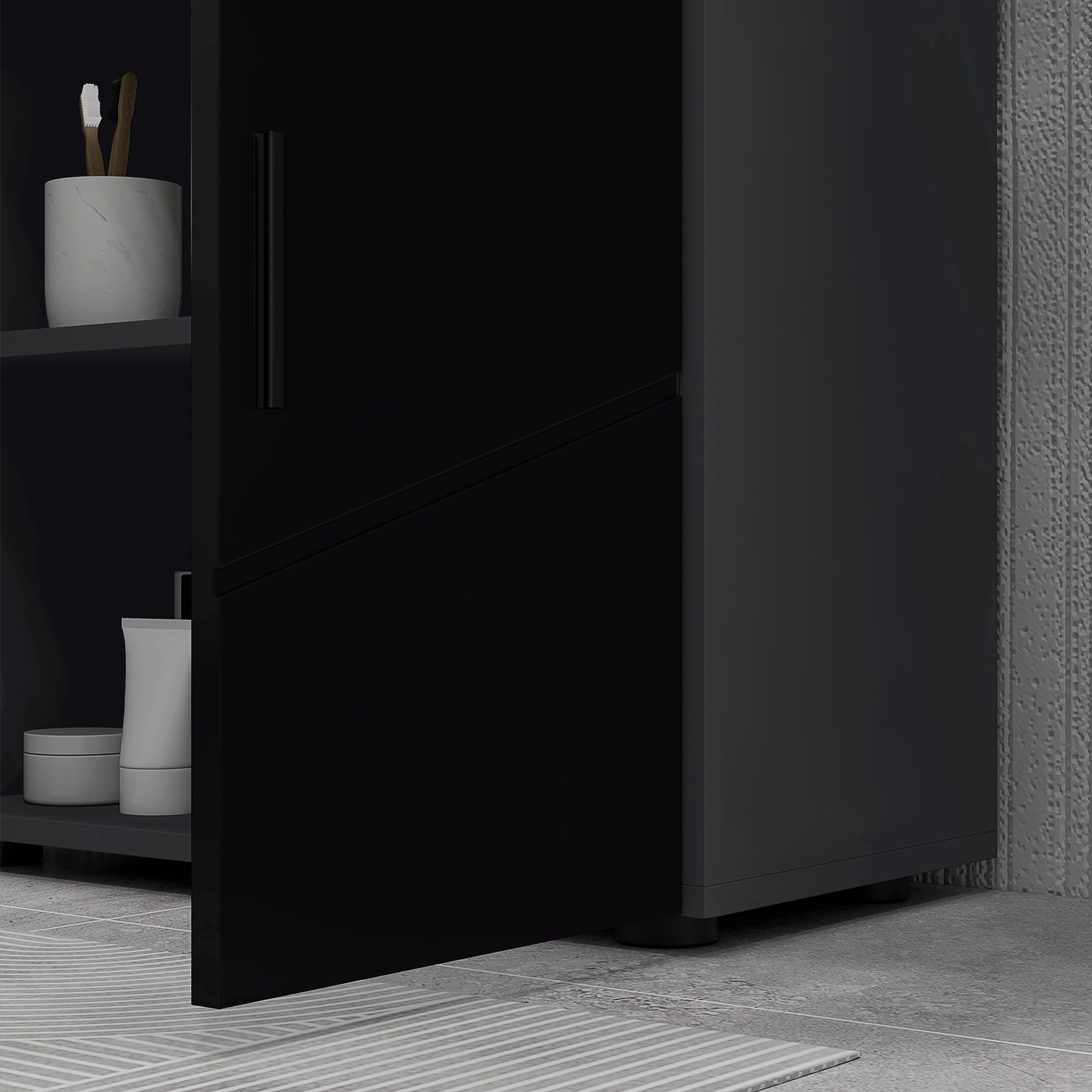 Easycomfort Mobile Sottolavabo Bagno in Legno with Armadietto 2 Ante, 60x30x60cm, black