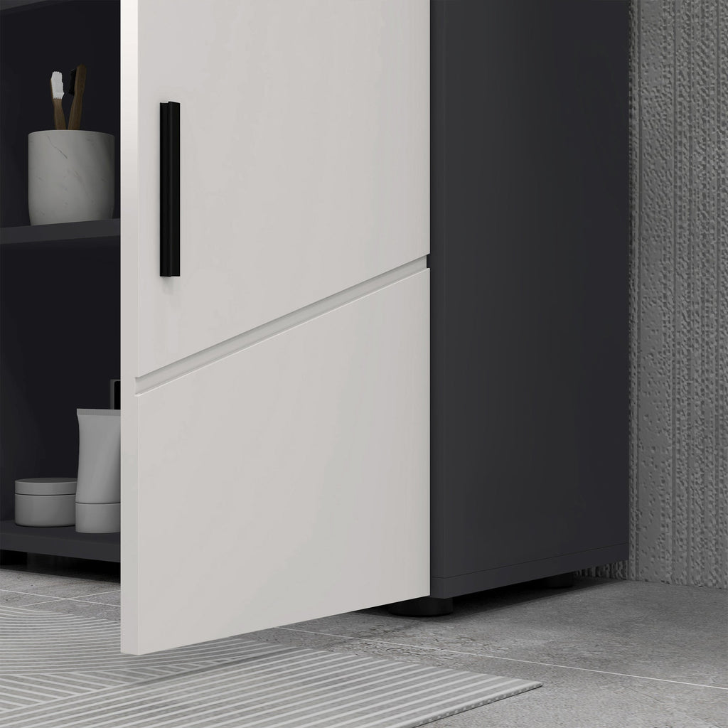 Easycomfort Mobile Sottolavabo Bagno per Piedistallo with Armadietto 2 Ante, 60x30x60cm, Grigio