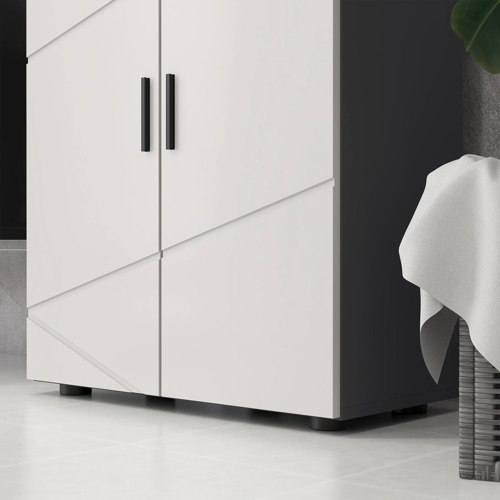 Easycomfort Mobiletto Bagno 2 Ante in Legno with 3 Ripiani e Chiusura Ammortizzata, 60x30x82cm, Grigio