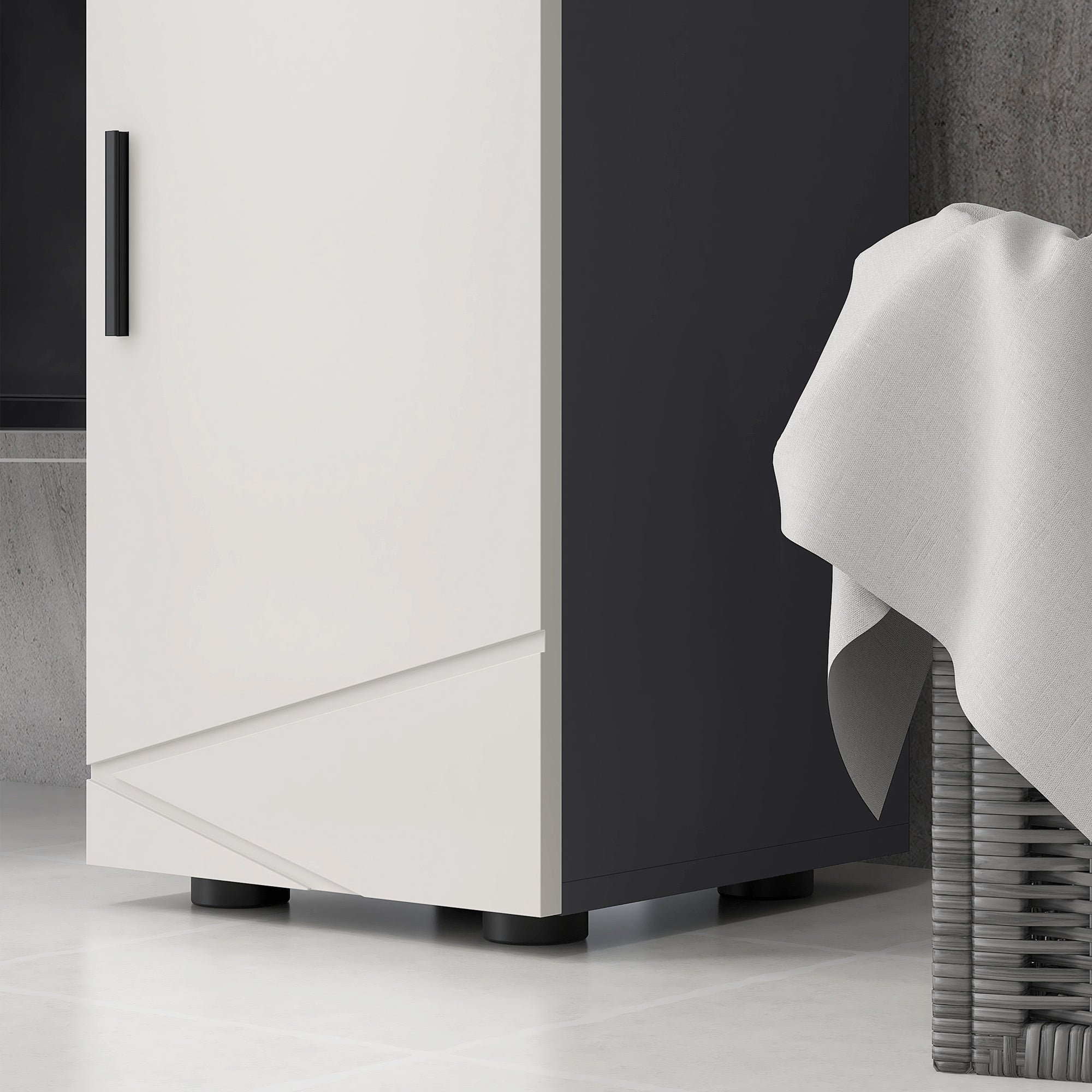 Easycomfort Mobiletto Bagno in Truciolato with Cassetto e Armadietto a 2 Livelli Regolabili, 30x30x82 cm, Grigio