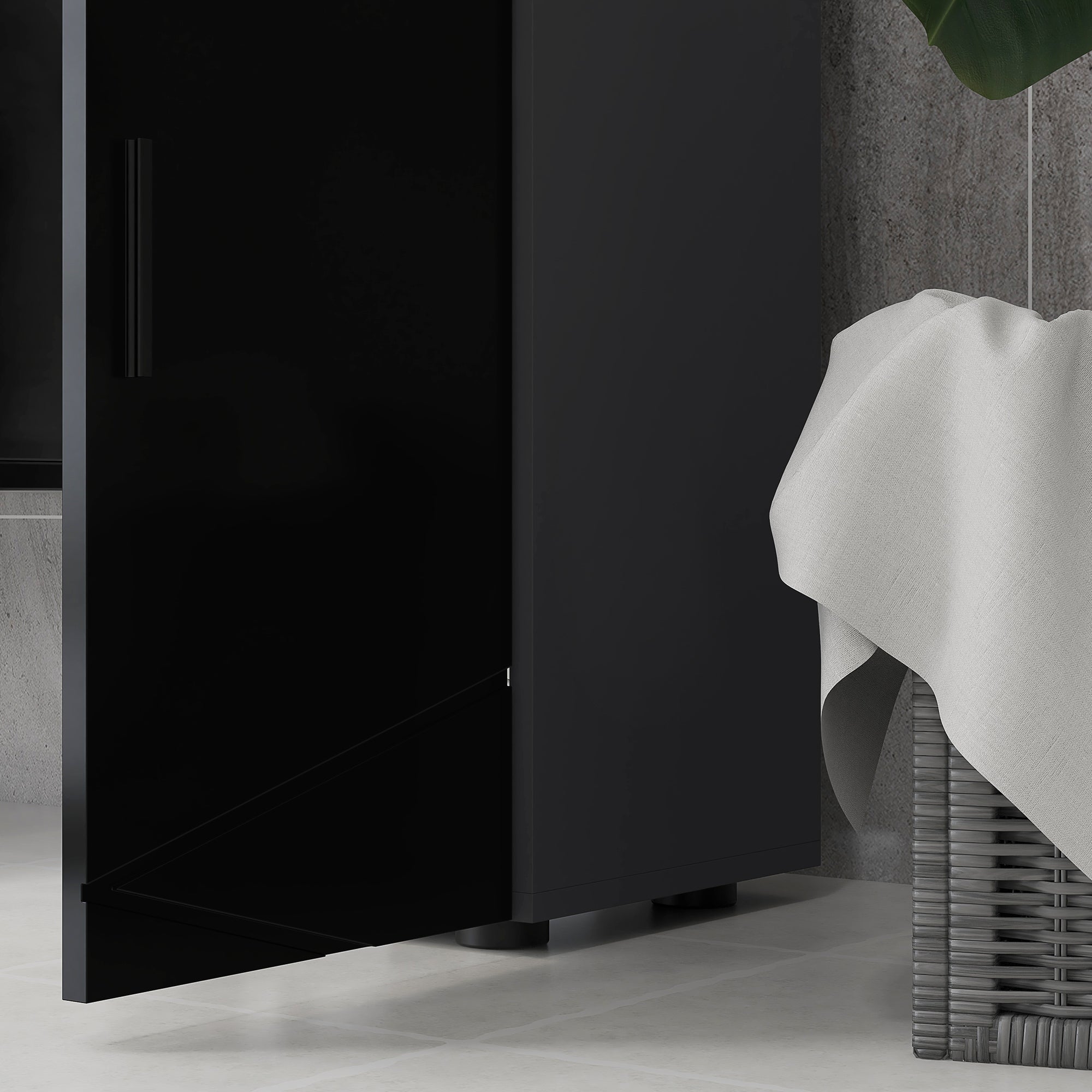 EasyComfort Mobiletto Badkamerkast 30x30x82 cm zwart/donkergrijs