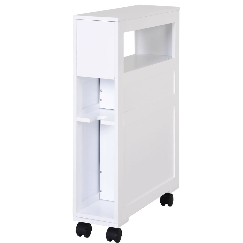 Easycomfort Mobiletto da Bagno 2 Cassetti Salvaspazio with 4 Ruote Legno 16x52x71.5cm white