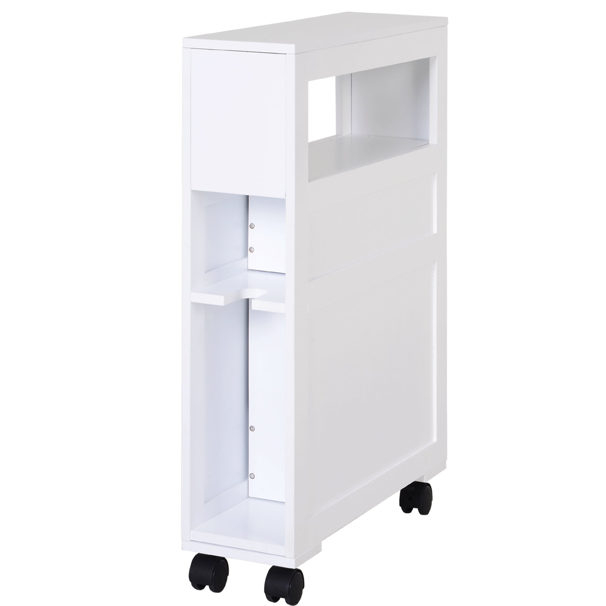 Easycomfort Mobiletto da Bagno 2 Cassetti Salvaspazio with 4 Ruote Legno 16x52x71.5cm white