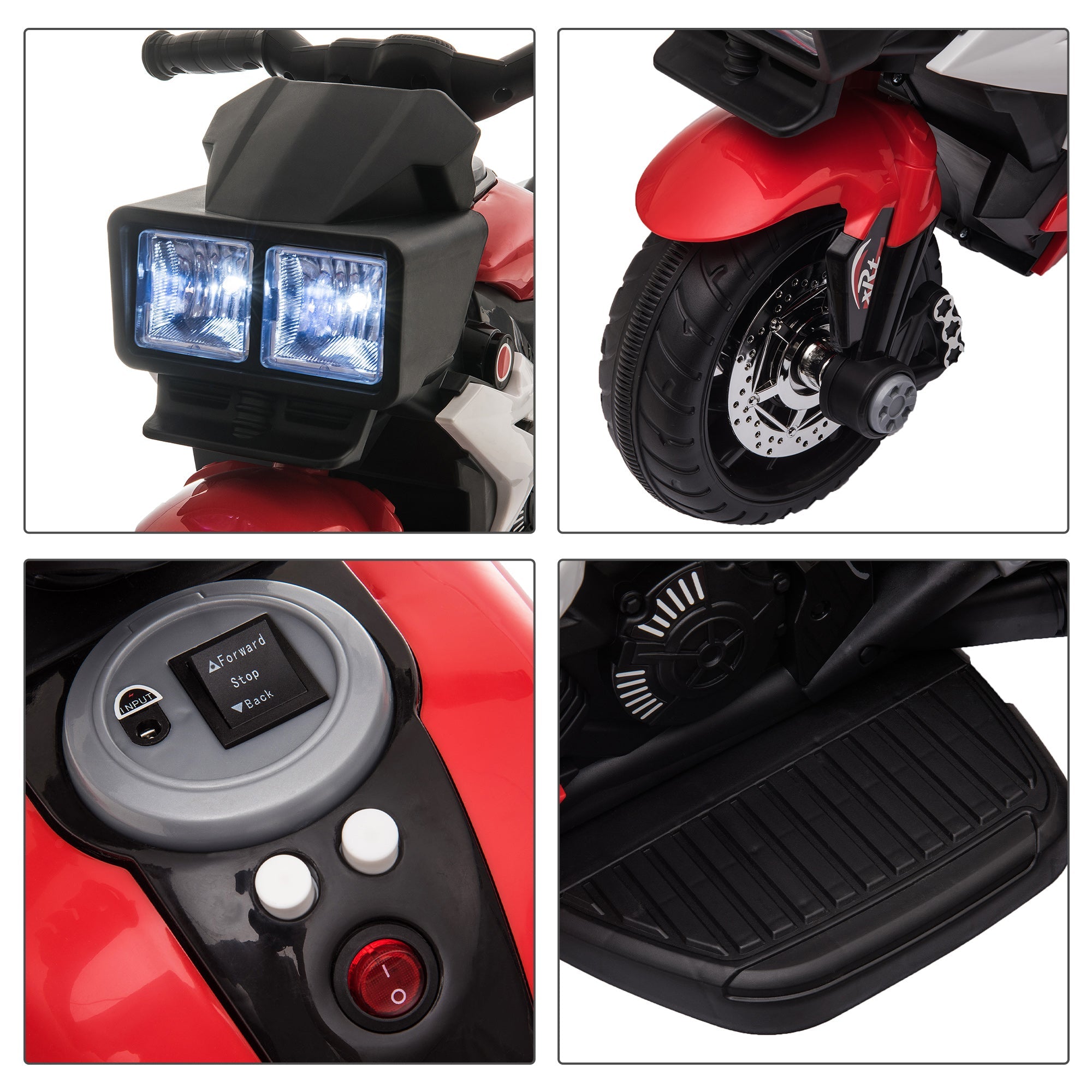 Easycomfort Moto Elettrica per Bambini 3-5 Anni (max. 25kg) with 3 Ruote, Luci e Suoni, Batteria 6V, Rosso, 86x42x52cm