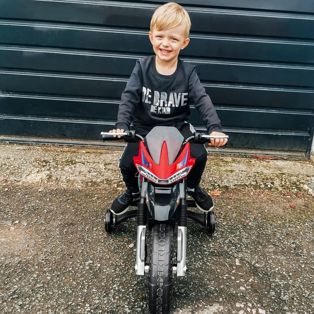 Easycomfort Moto Elettrica per Bambini da 6V with Rotelle, Fari e Musica, in PP e Metallo, 105x52.3x62.3 cm, Rosso