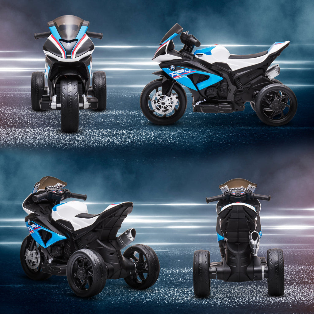 Easycomfort Moto per Bambini 18-60 Mesi Modello BMW HP4 with Fari, Musica e Pedali, in PP e Metallo, 82.5x42x54 cm, Blu
