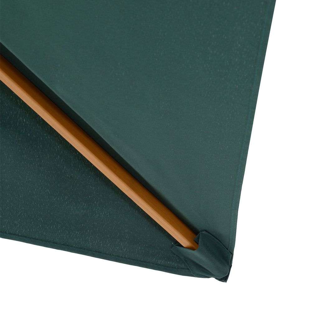EASYCOMFORT 2x3 m Garden Umbrella in Lacquered Wood and Bamboo with Removable Cover, Dark Green