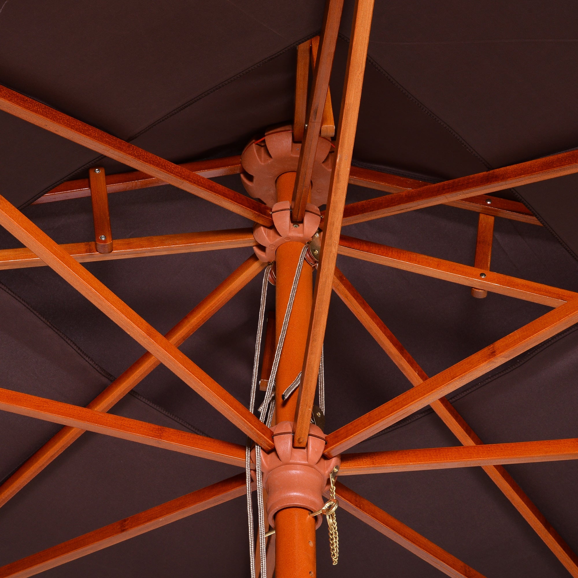 EASYCOMFORT 3x3 m Garden and Terrace Umbrella with 8 Ribs and 2-Level Parasol Cover, Brown