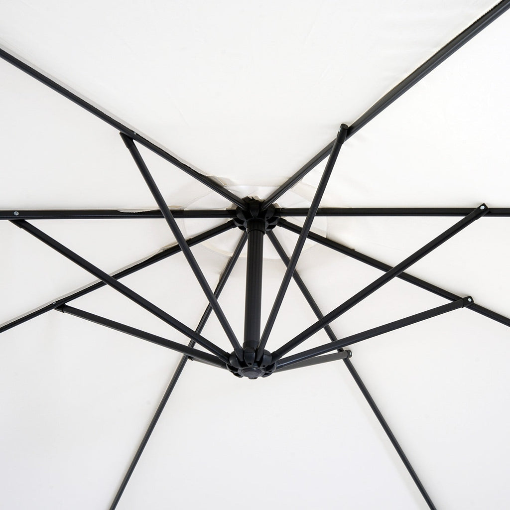 EASYCOMFORT Outdoor Umbrella 3x2.5 m with Crank, in Steel and Anti-UV Polyester, Cream