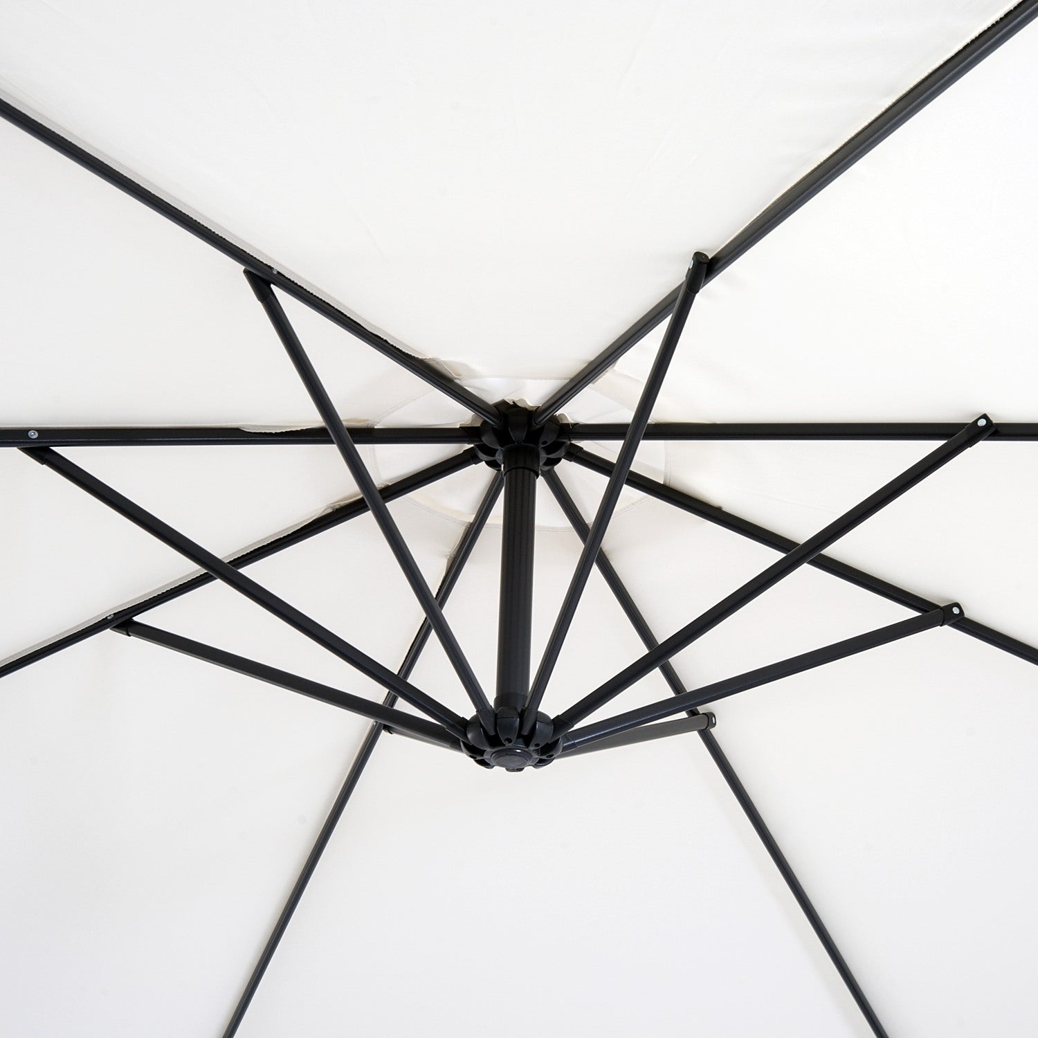 EASYCOMFORT Outdoor Umbrella 3x2.5 m with Crank, in Steel and Anti-UV Polyester, Cream