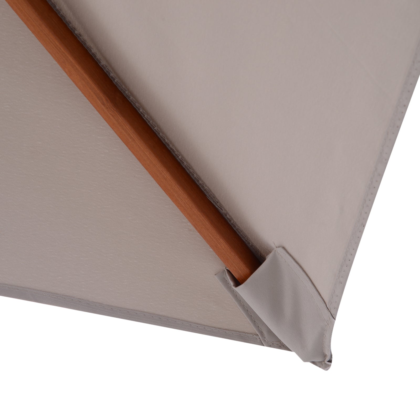 EASYCOMFORT Tilting Garden Umbrella 2x1.5 m 6 Ribs with Fir Wood Pole, Gray