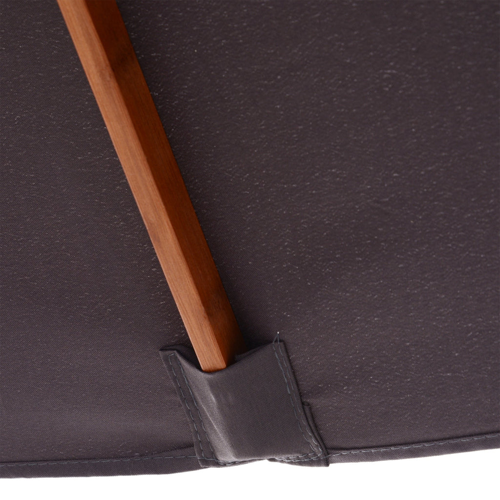 Easycomfort Ombrellone da Giardino Inclinabile 2x1.5 m with 6 Stecche e Palo in Legno di Abete, Grigio Scuro