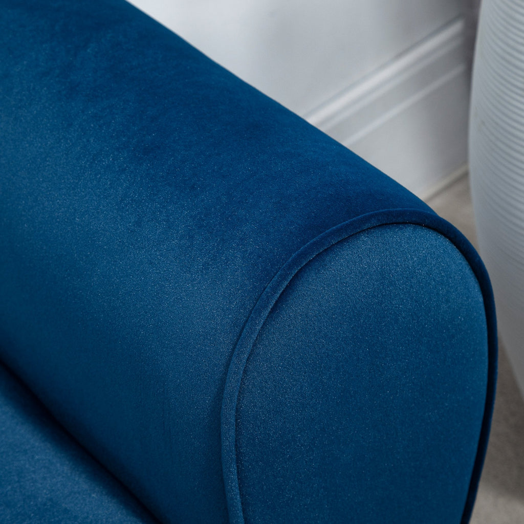 Easycomfort Panca Contenitore Imbottita per Interno in Tessuto Vellutato with Braccioli, 118x42x66cm - Blu