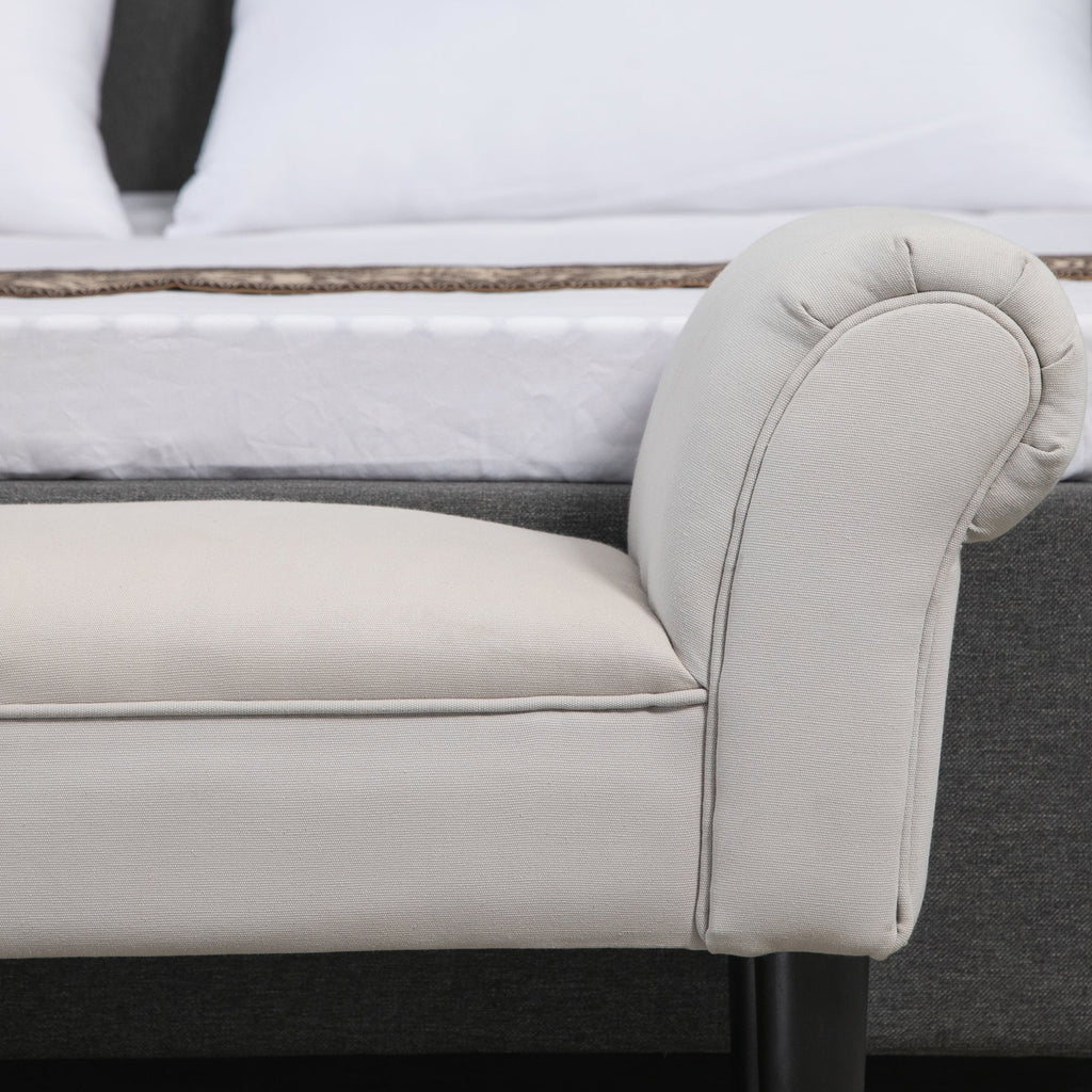 Easycomfort Panca Fondo Letto with Braccioli Arrotolati, Panca Imbottita per Camera da Letto, Grigio, 102x36x51cm