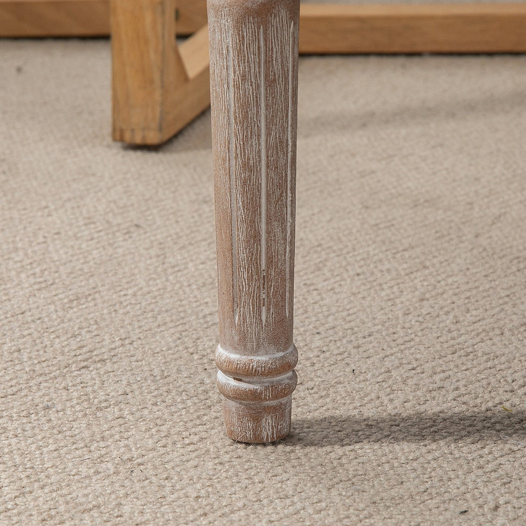 Easycomfort Panca Fondo Letto Imbottita with Rivestimento Effetto Lino e Gambe in Legno, 80x40x41cm, Beige