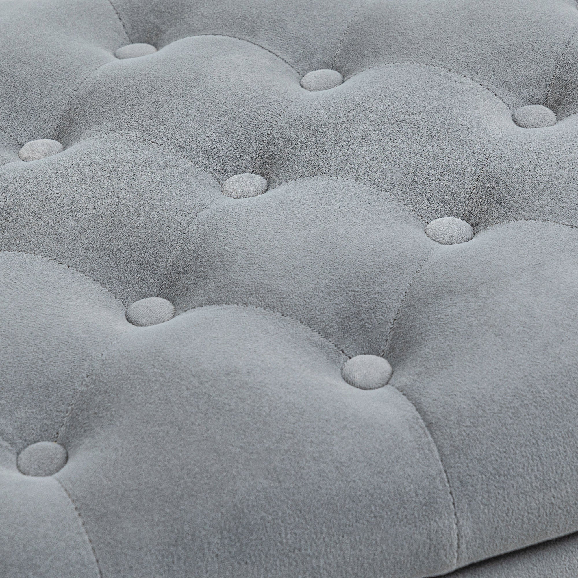 Easycomfort Panca Fondo Letto in Tessuto Vellutato with Spazio Portaoggetti e Braccioli, 126x48.5x57 cm, Grigio