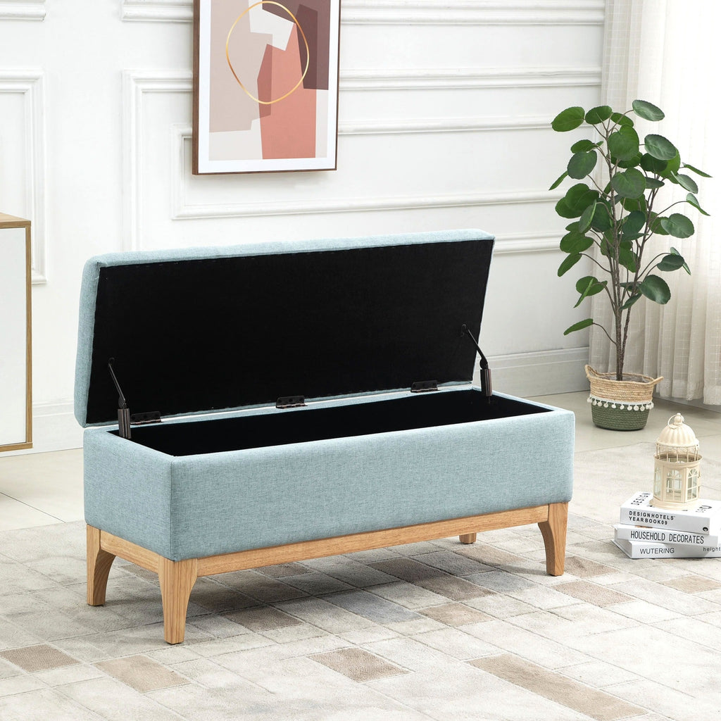 Easycomfort Panca Imbottita Contenitore in Tessuto with Design Scandinavo, 110x39x45Acm - Azzurro