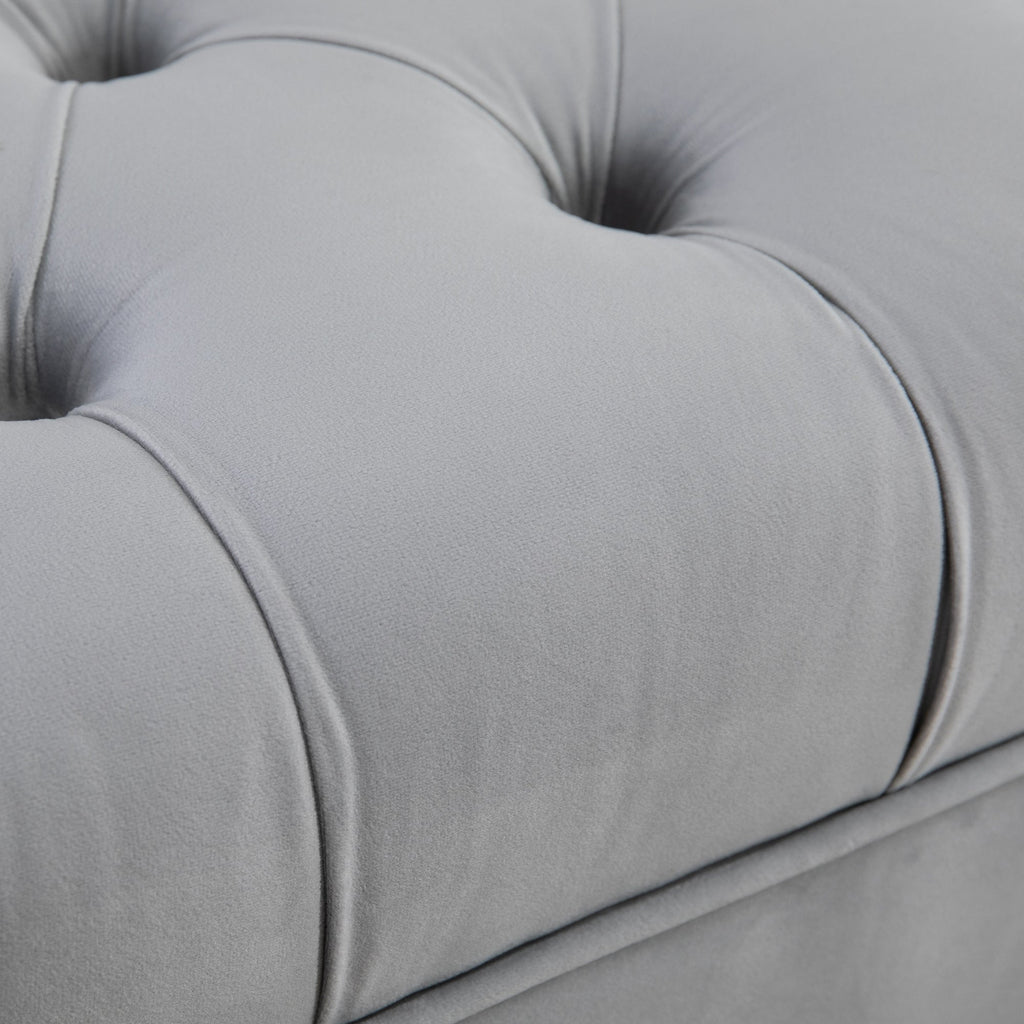 Easycomfort Panca Imbottita Fondoletto in Tessuto Vellutato e Base in Metallo Dorato, 118x45x42cm, Grigio