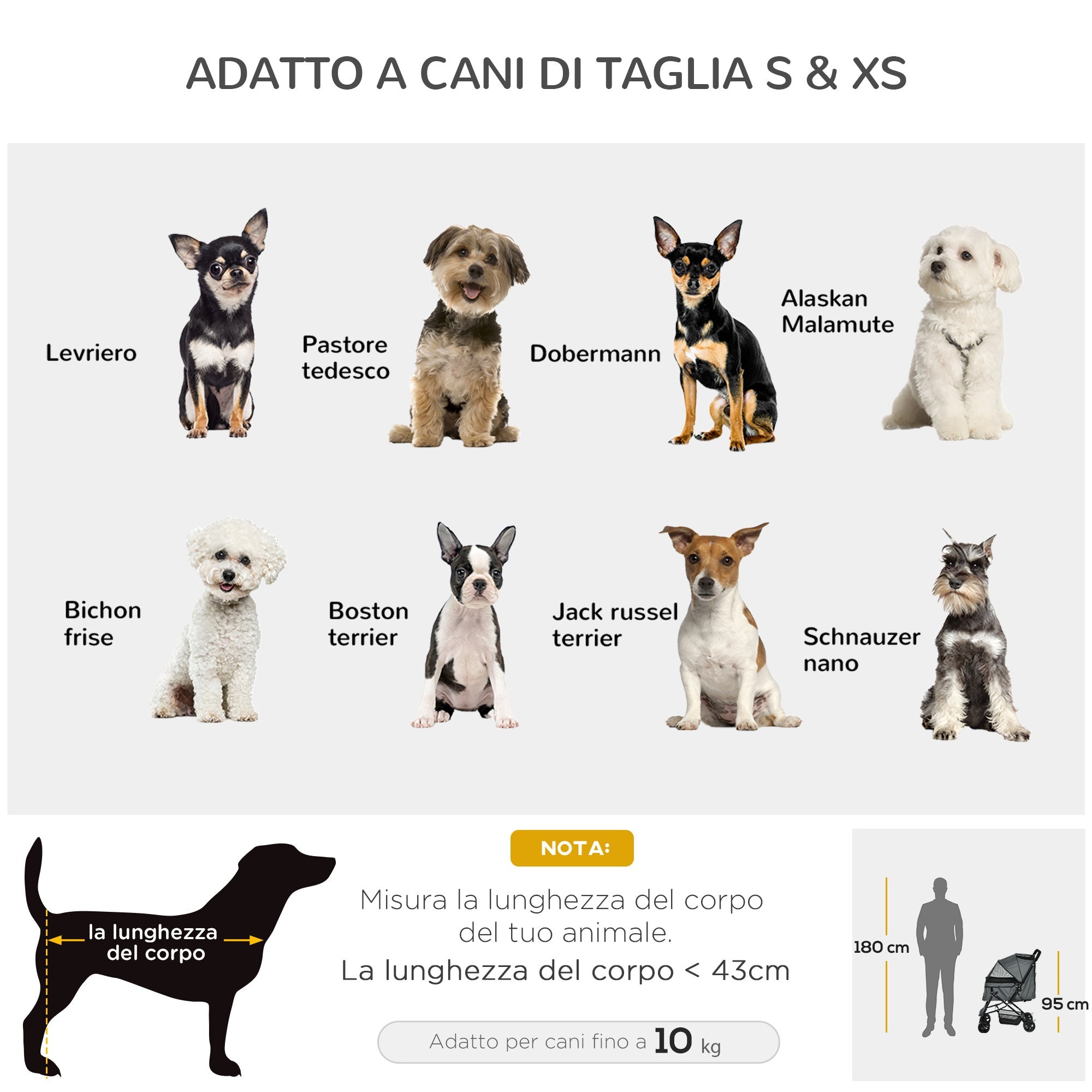 EASYCOMFORT Foldable Stroller for Small Dogs with Swivel Handle and Storage Basket, 76.5x52x95 cm, Gray