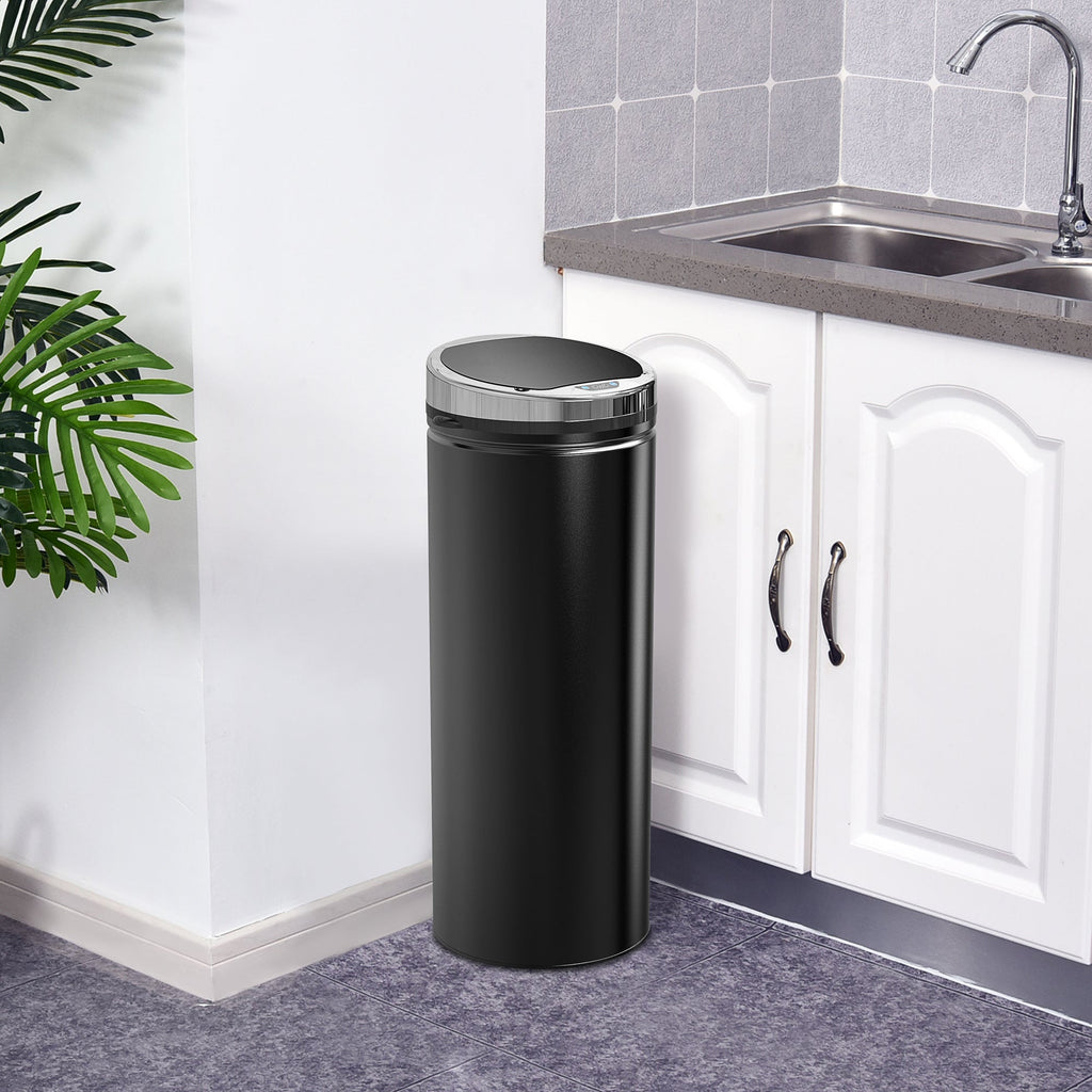 Easycomfort Pattumiera Automatica with Sensore a Infrarossi e Capacità 50L, Acciaio Inox e Plastica, black, 30.5x30.5x81.5cm