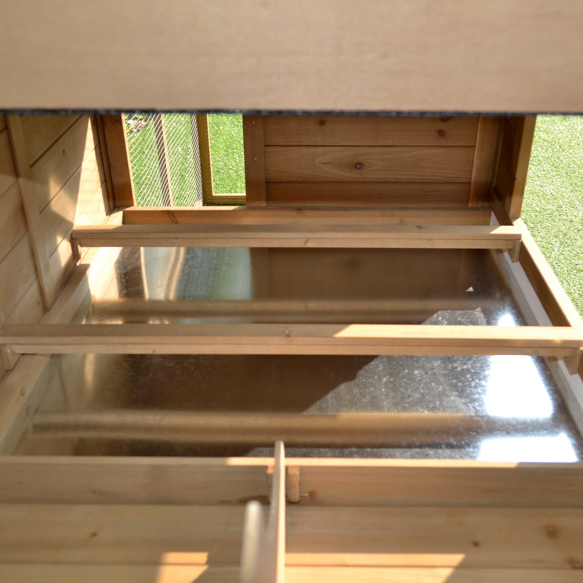 EASYCOMFORT Outdoor Chicken Coop for Laying Hens with Running Area, Nesting Area and Removable Wooden Garden Tray, 200x80x105 cm