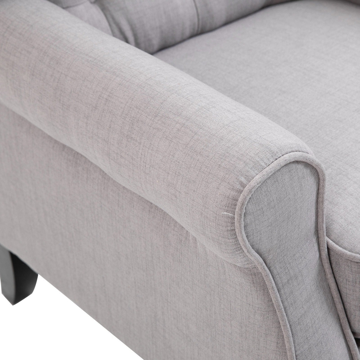 EasyComfort Grijze fauteuil in Franse stijl, brede zitting