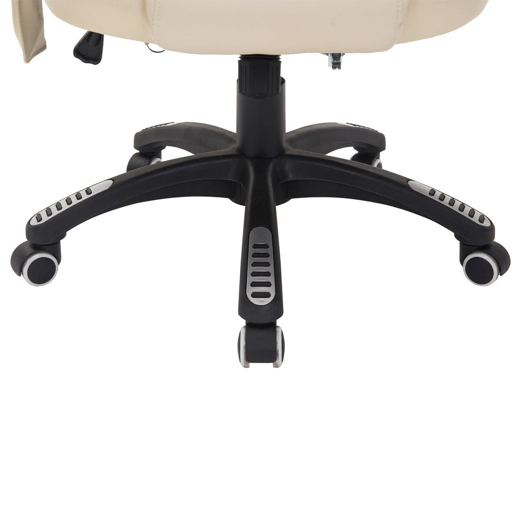 Easycomfort Poltrona Massaggiante da Ufficio ad Altezza Regolabile with 6 Punti Massaggianti, in PU, 62x68x111-121 cm, Beige