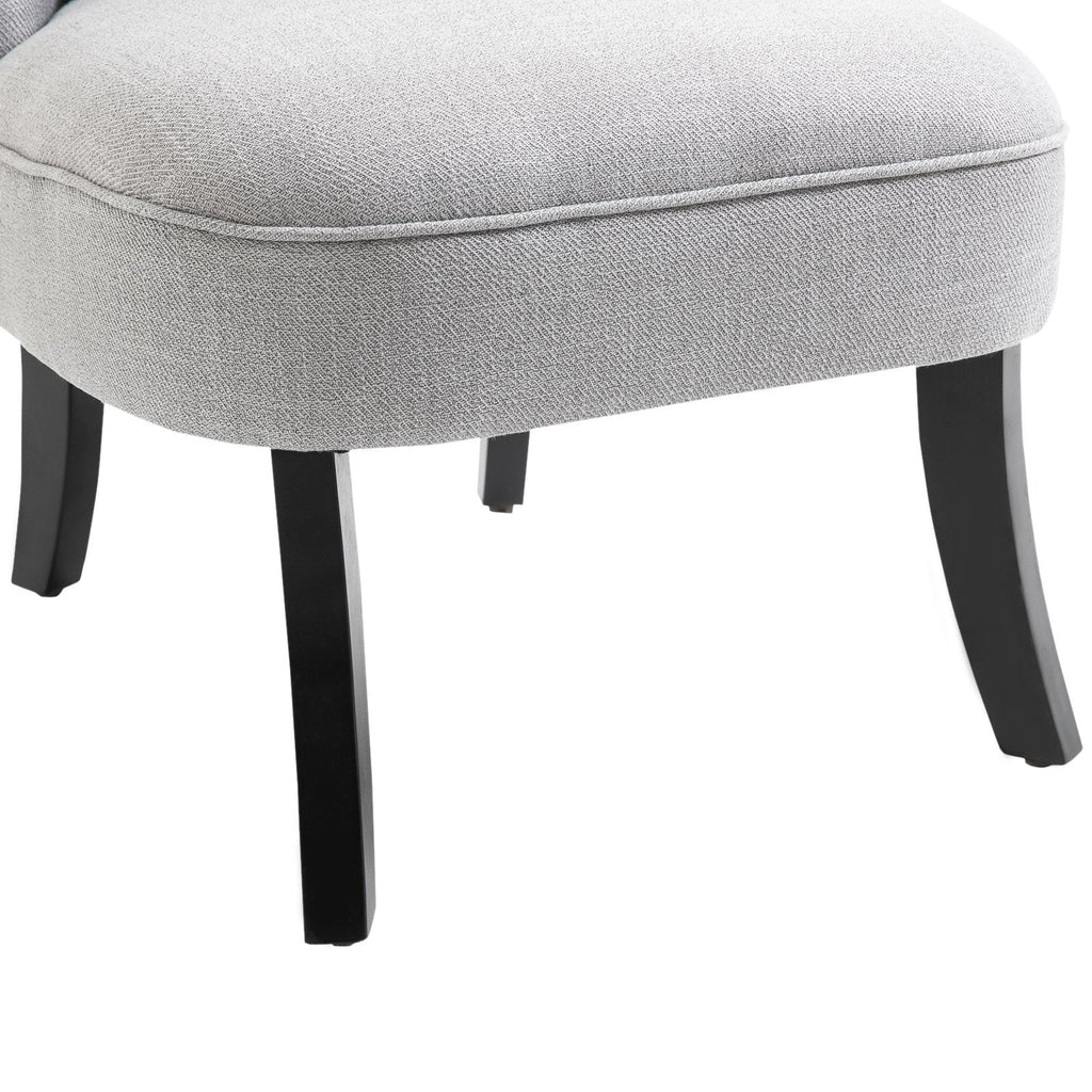 Easycomfort Poltrona per Salotto Imbottita with Cuscino e Piedini Antiscivolo, Poltrona D'Arredo in Tessuto Effetto Lino e Legno, 52.5x69x77 cm, Grigio
