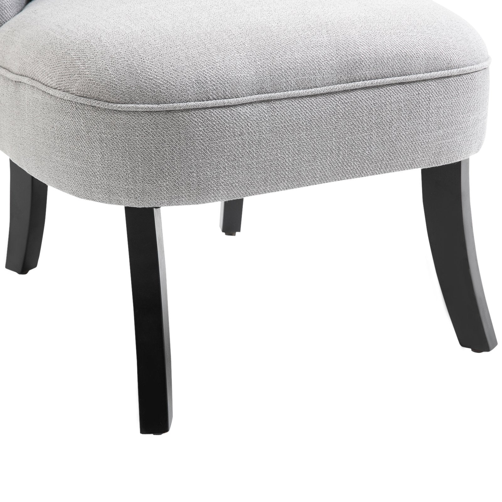 Easycomfort Poltrona per Salotto Imbottita with Cuscino e Piedini Antiscivolo, Poltrona D'Arredo in Tessuto Effetto Lino e Legno, 52.5x69x77 cm, Grigio