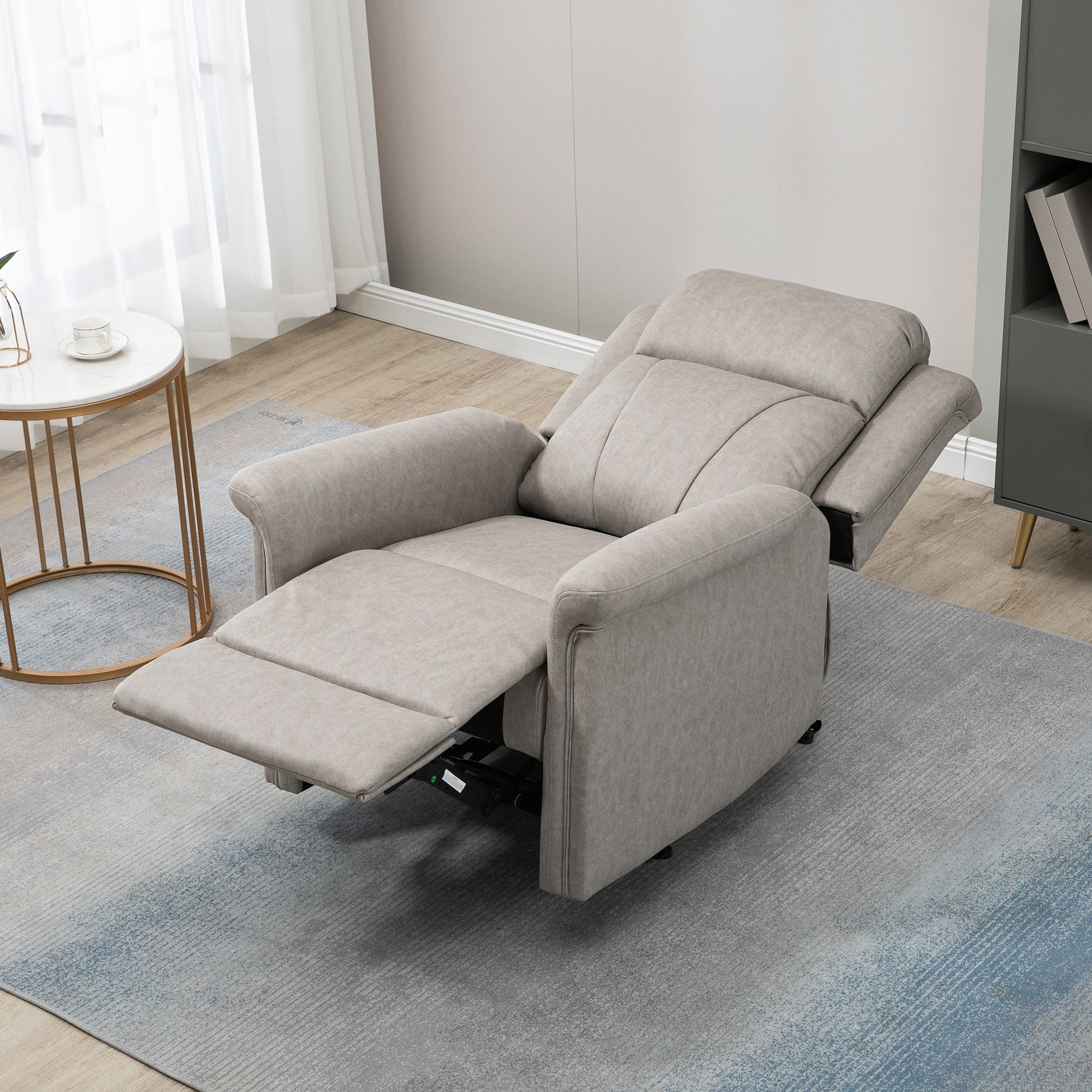 Easycomfort Poltrona Reclinabile Manualmente 135° with Poggiapiedi, Poggiatesta e Braccioli Imbottiti, 78x96x102 cm, Grigio