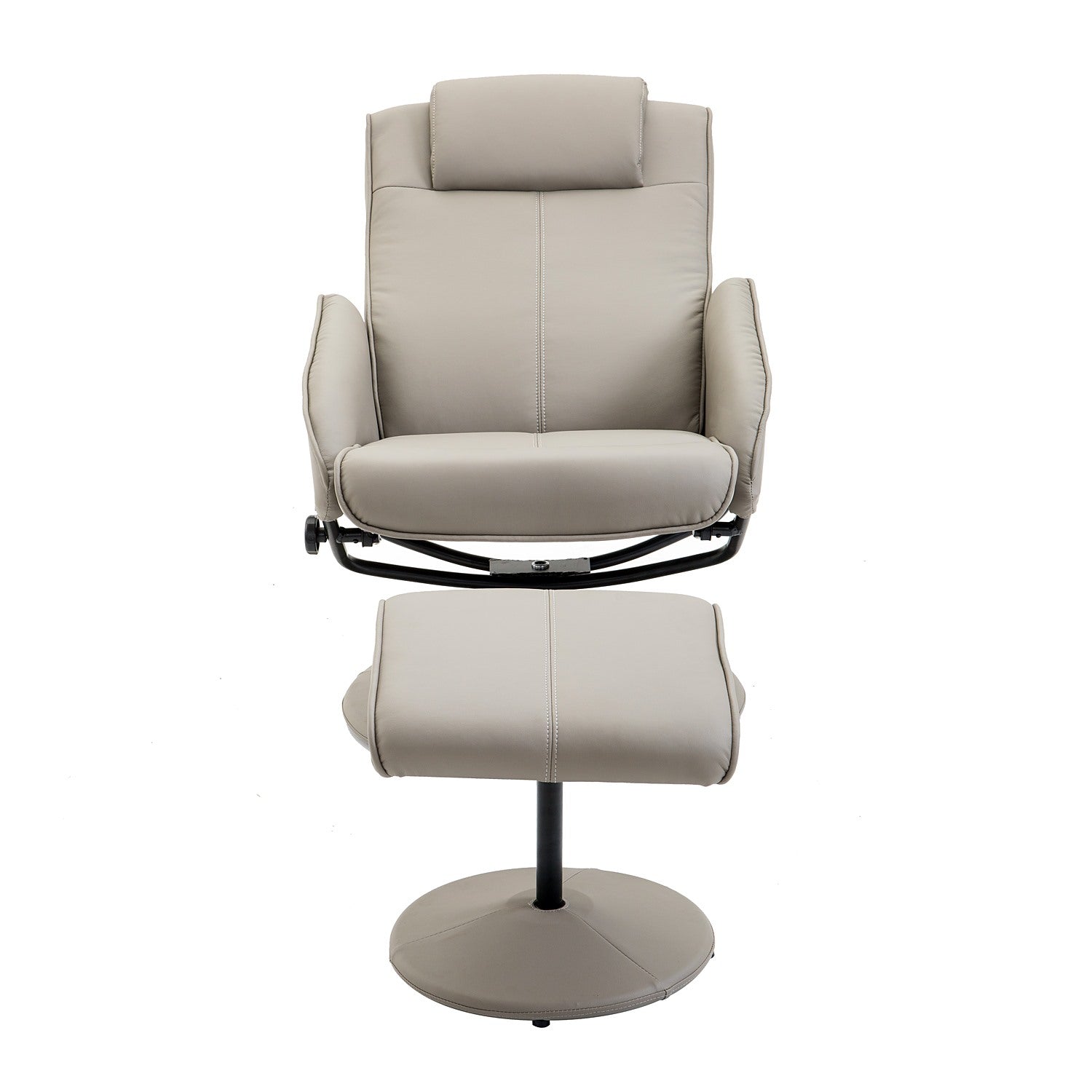 Easycomfort Poltrona Relax Reclinabile with Pouf Poggiapiedi Abbinato e Rivestimento in Finta pelle, 71x78x101cm, Grigia