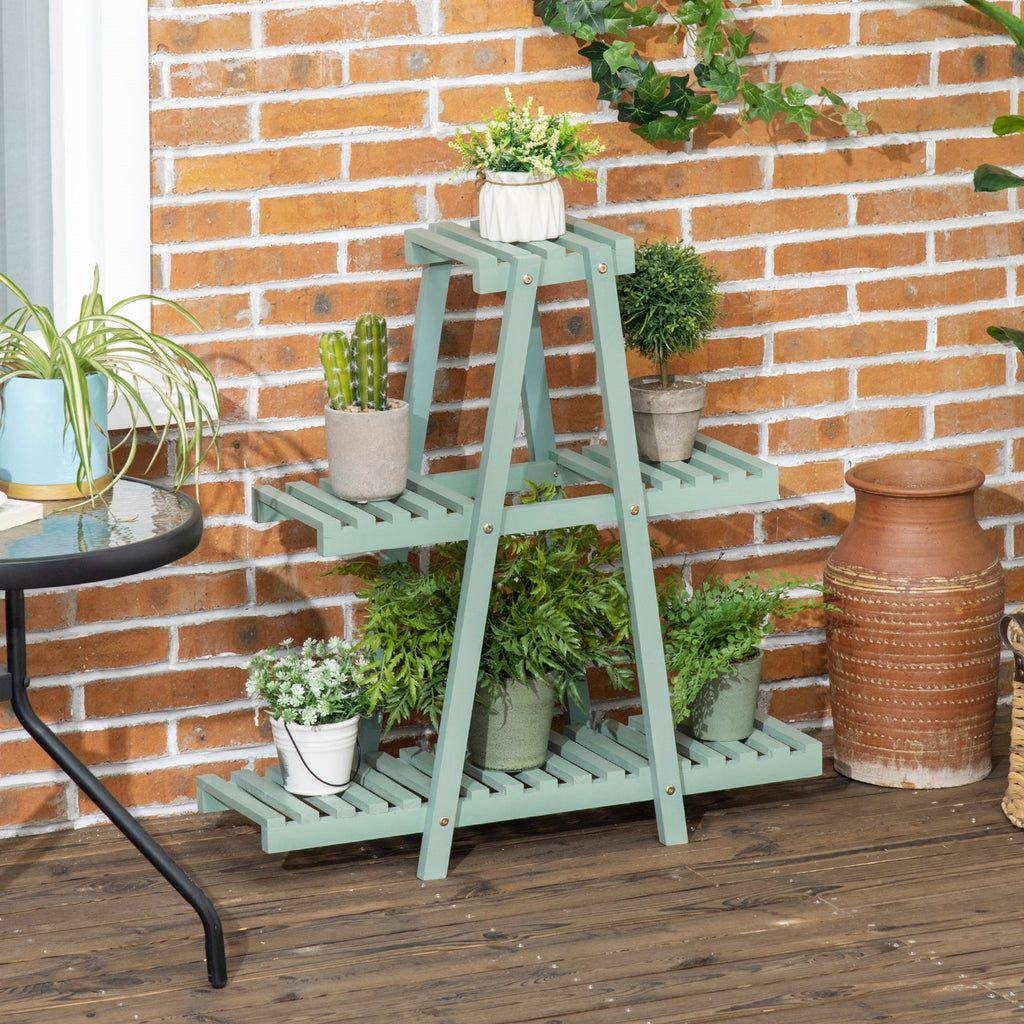 EasyComfort plantenrek 3 niveaus vurenhout 76x26x76 cm lichtgroen
