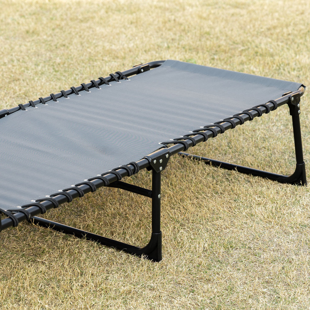 EasyComfort Sdraio da Giardino Pieghevole with Schienale Reclinabile su 5 Posizioni e Cuscino, 185x58x30cm, Grigio