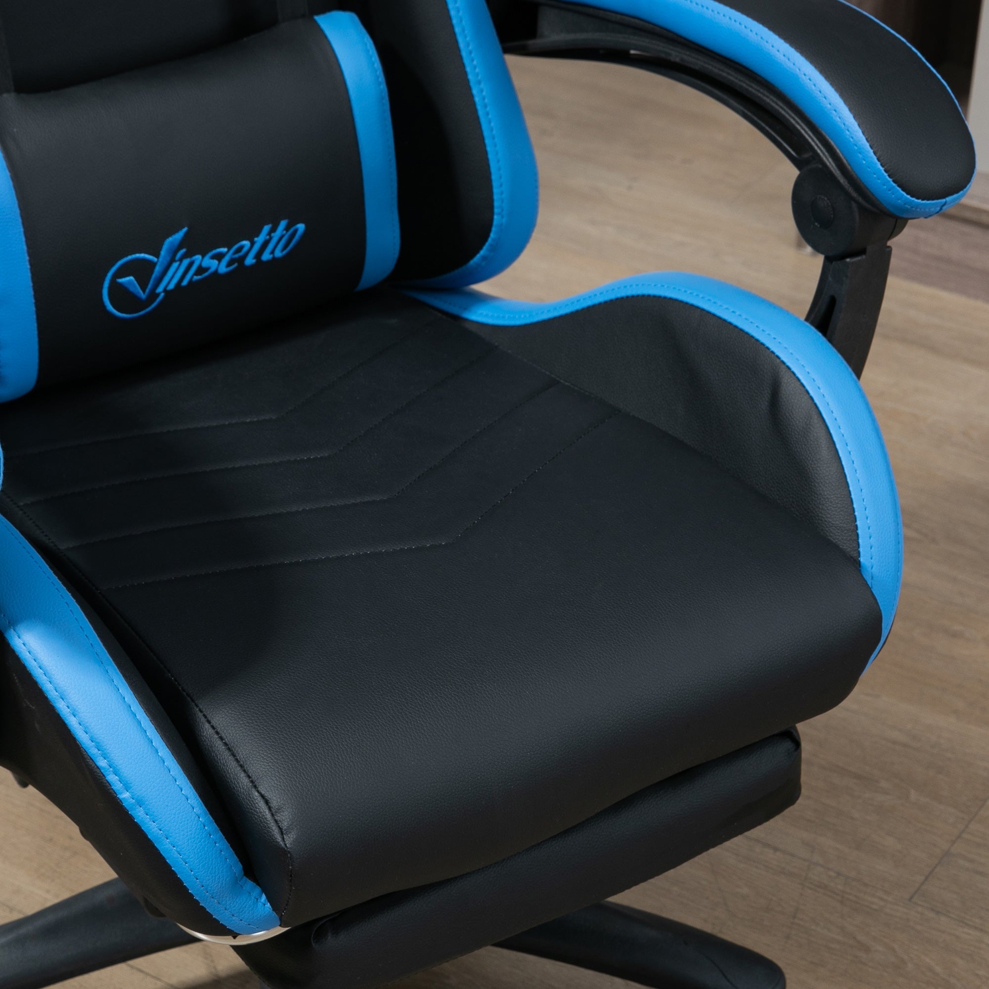 EasyComfort gamingstoel met voetsteun – 65x65x121-129 cm, blauw/zwart