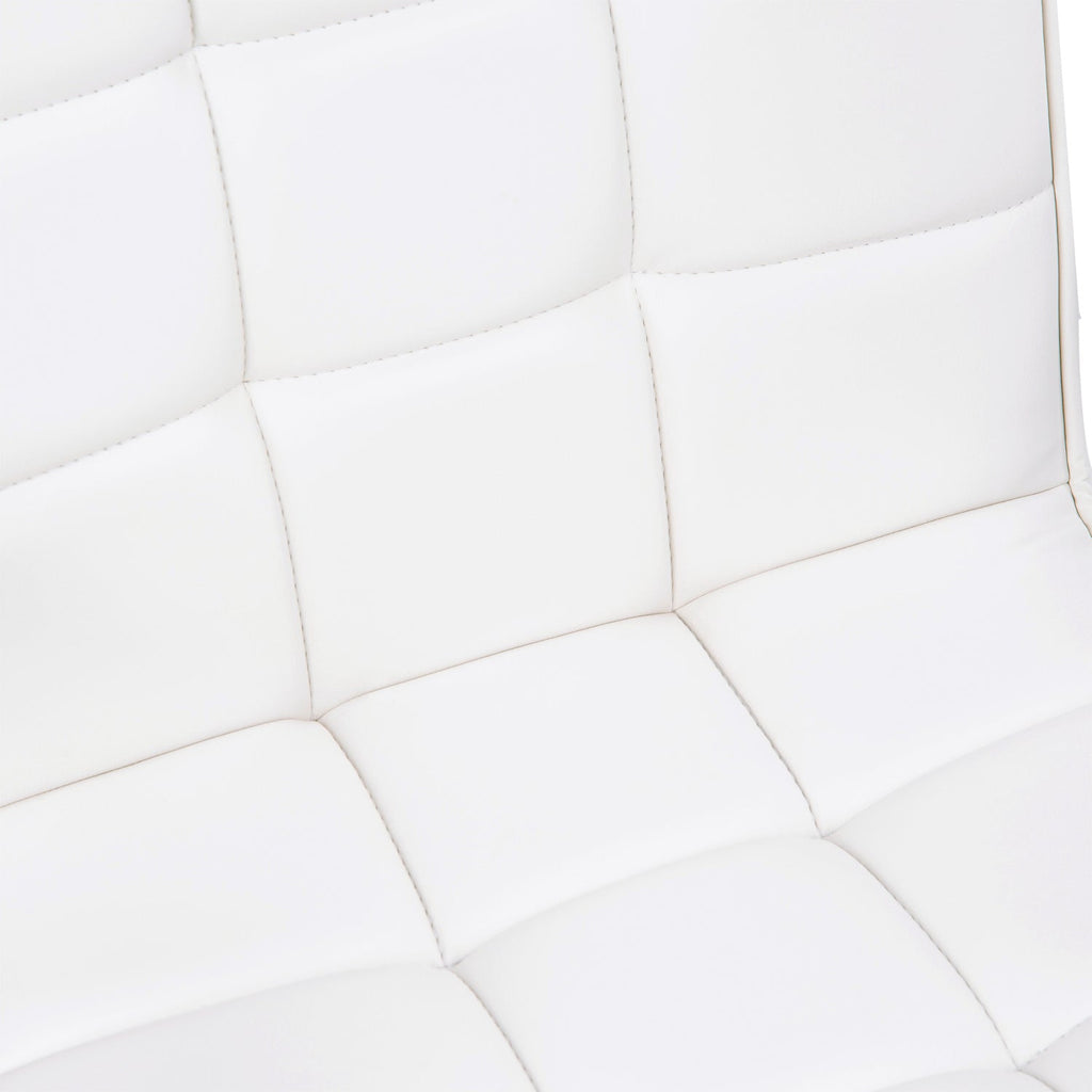 Easycomfort Sedia da Ufficio in pelle PU Bianca with 5 Ruote Girevoli, Imbottitura e Altezza Regolabile, 52.5x54x84-99cm